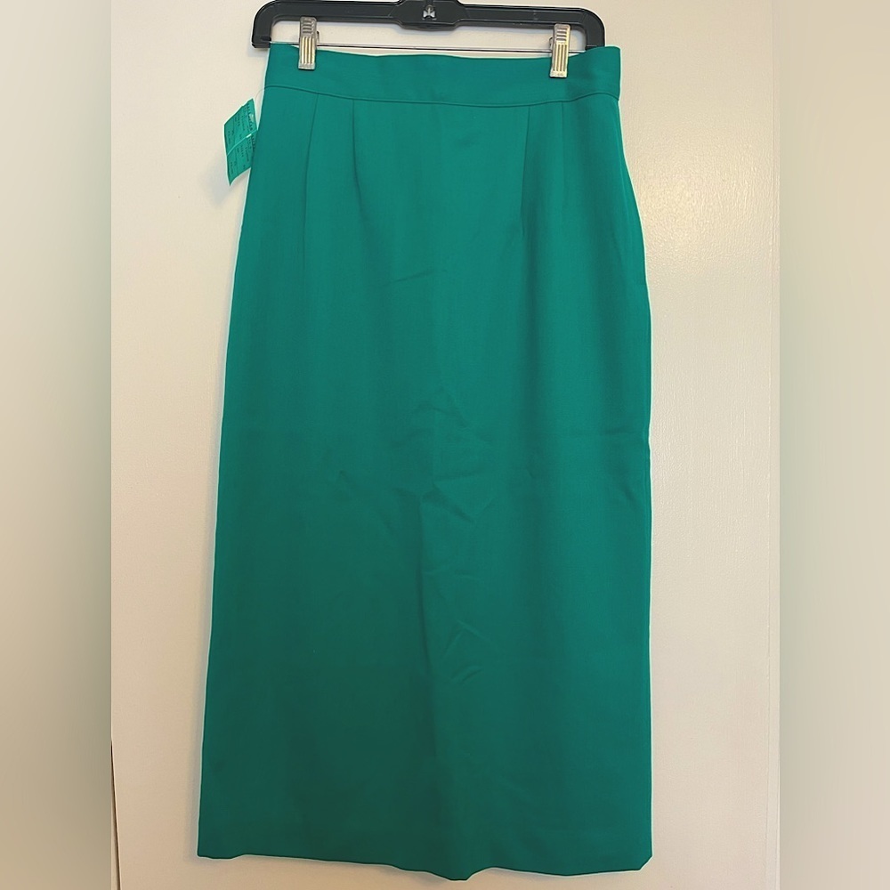 Vintage NWT Nordstrom Wool Women's Green Pencil Skirt | Size 10